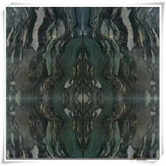 Peacock green marble  book match marble tiles